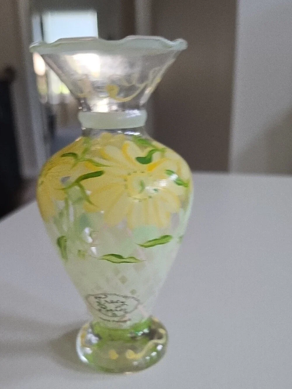 Tracy Porter Yellow Floral Hand-Painted Glass Vase